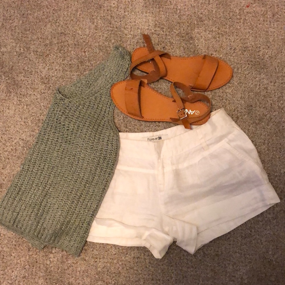 White linen shorts